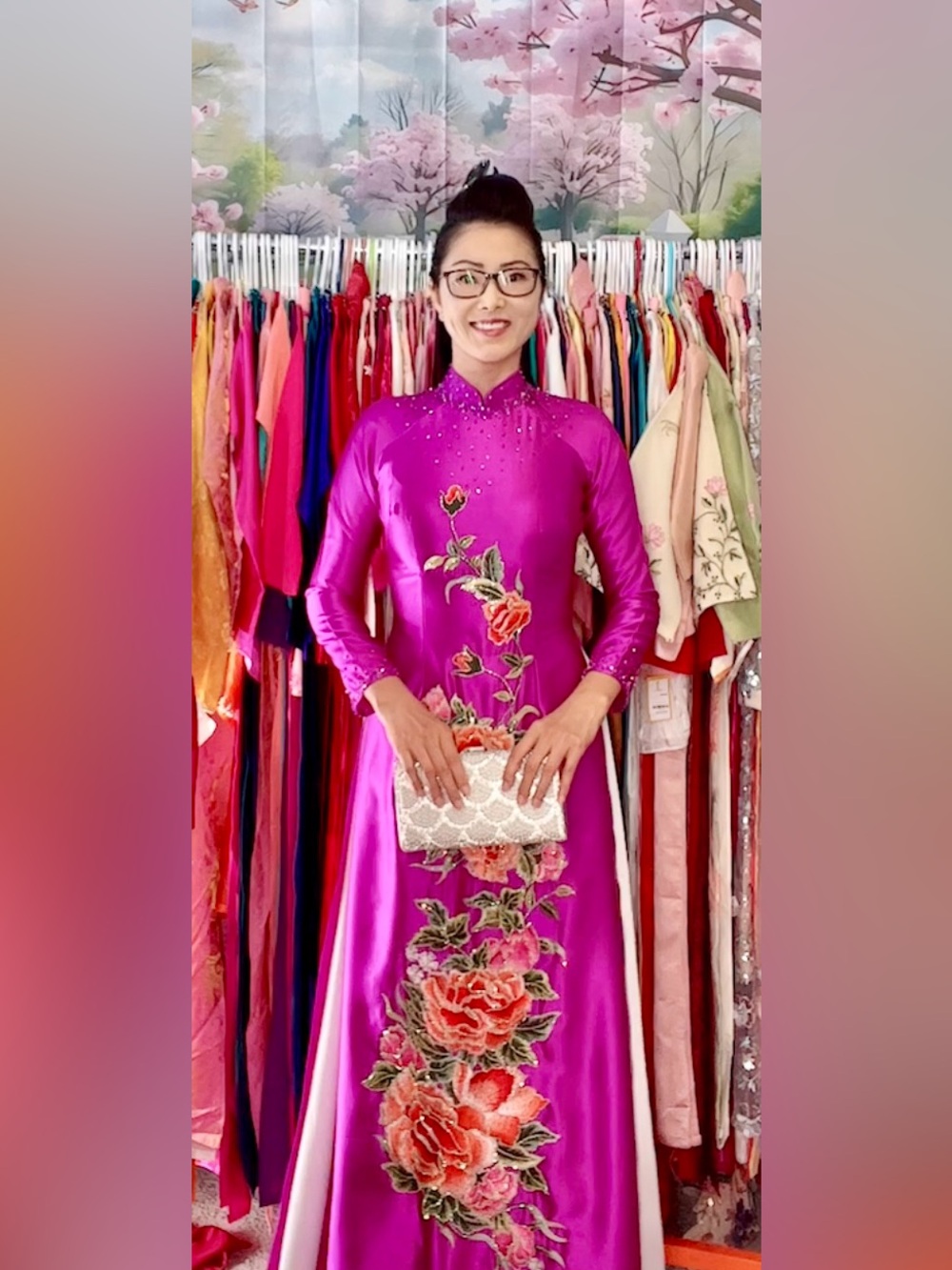 Size m 2 Ao dai Valentino Vietnamese women’s traditional long dress set pink 🎁